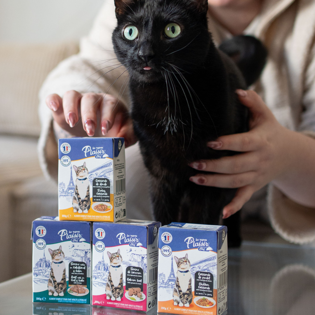 Mise en situation produit Les Repas Plaisir avec animal de compagnie